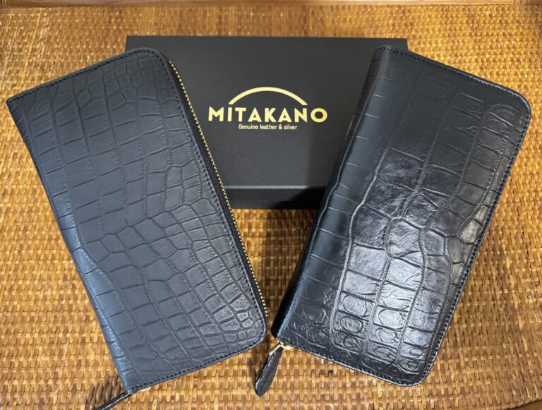 クロコダイル長財布ランドファスナーシャイニング＆マット加工